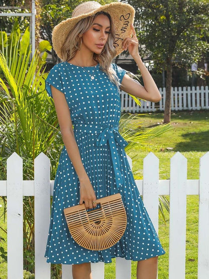 NOWI Polka Dot Print Fit & Flare Dress