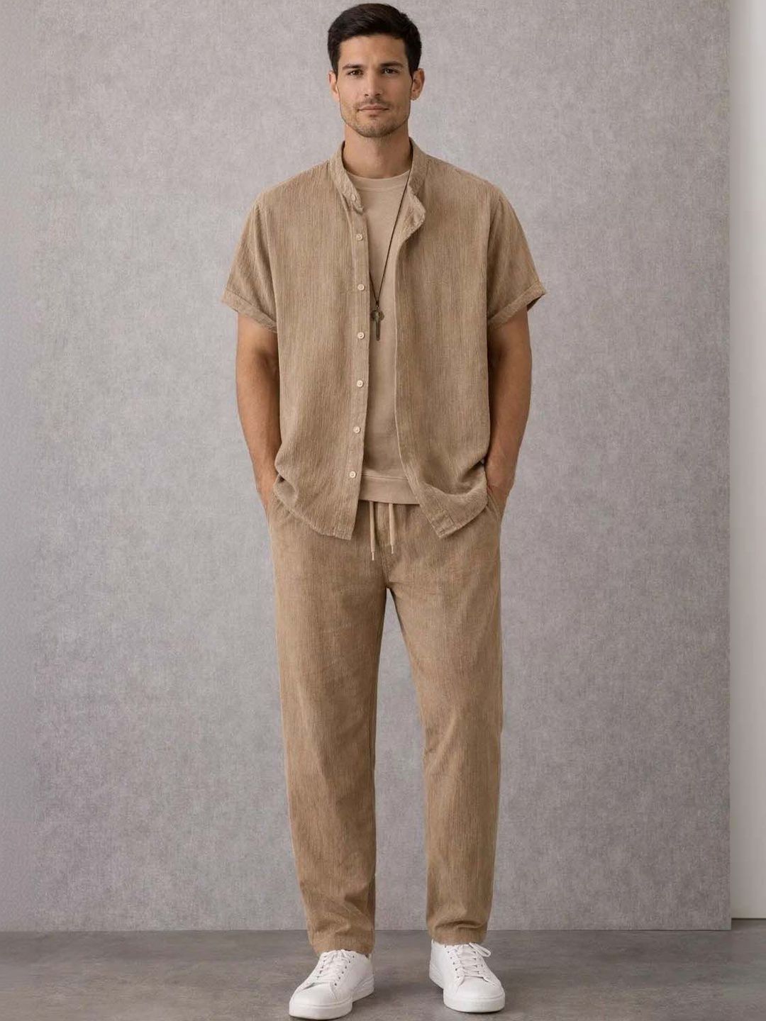 Shirt Collar Shirt With Trousers Co-Ords