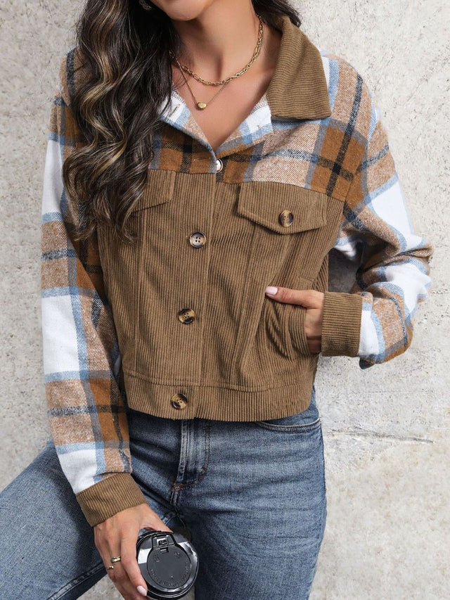 Checked Denim Jacket - Nowi Korean Fashion