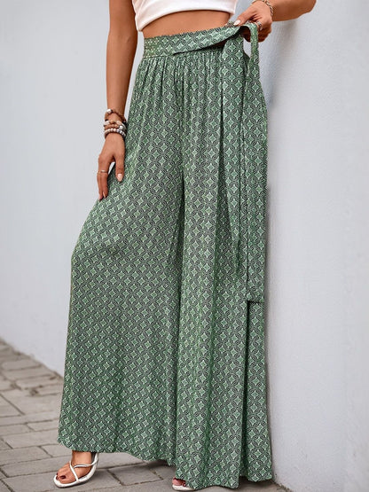 Women Printed Loose Fit High-Rise Non Iron Trousers