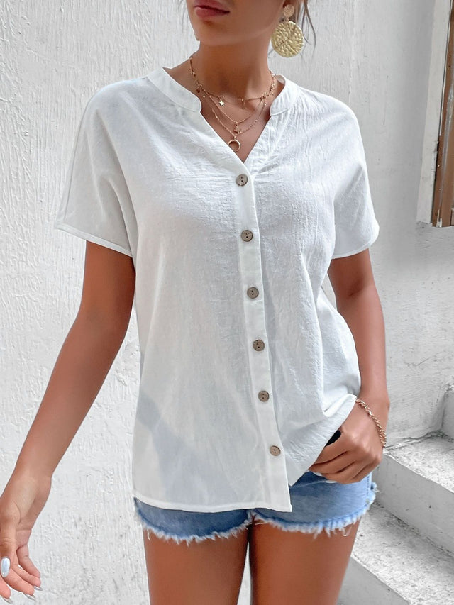 Casual Shirt in White Cotton - Nowi Korean Fashion