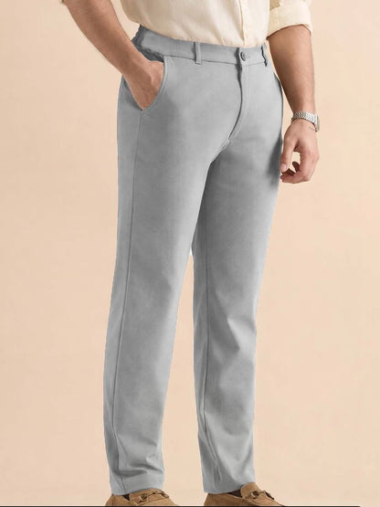 Men Straight Fit Wrinkle Free Pleated Trousers
