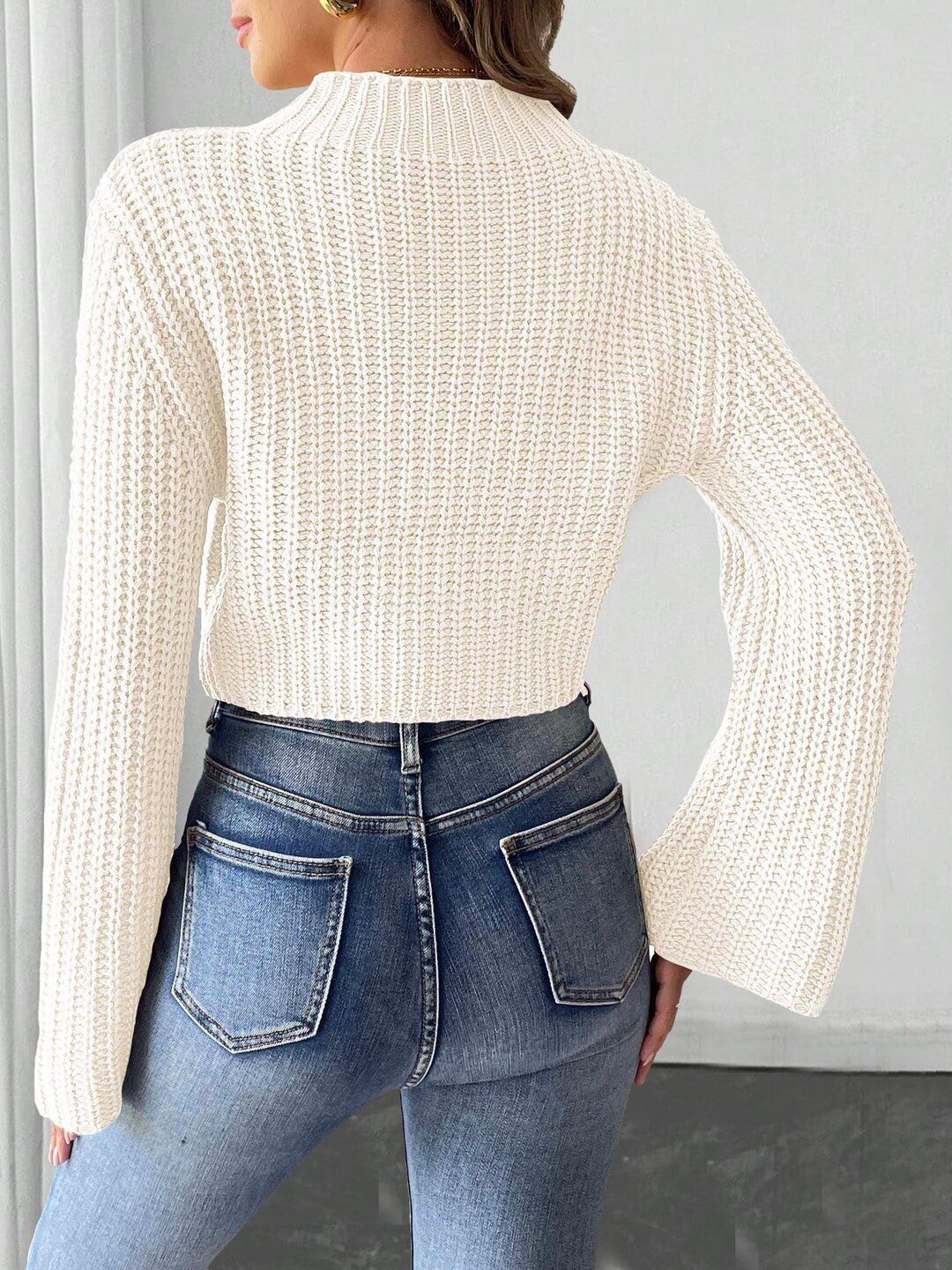Women Ribbed Crop Pullover