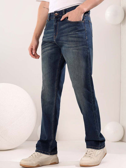 Men Straight Fit Mid-Rise Light Fade Jeans