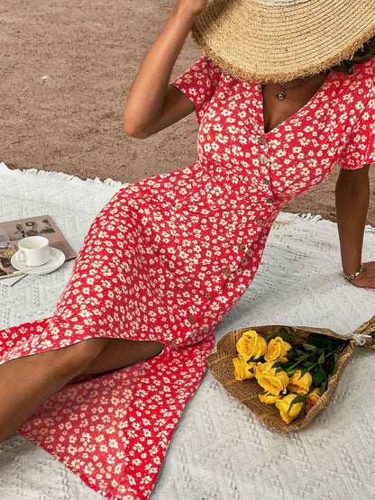 Floral Print A-Line Midi Dress