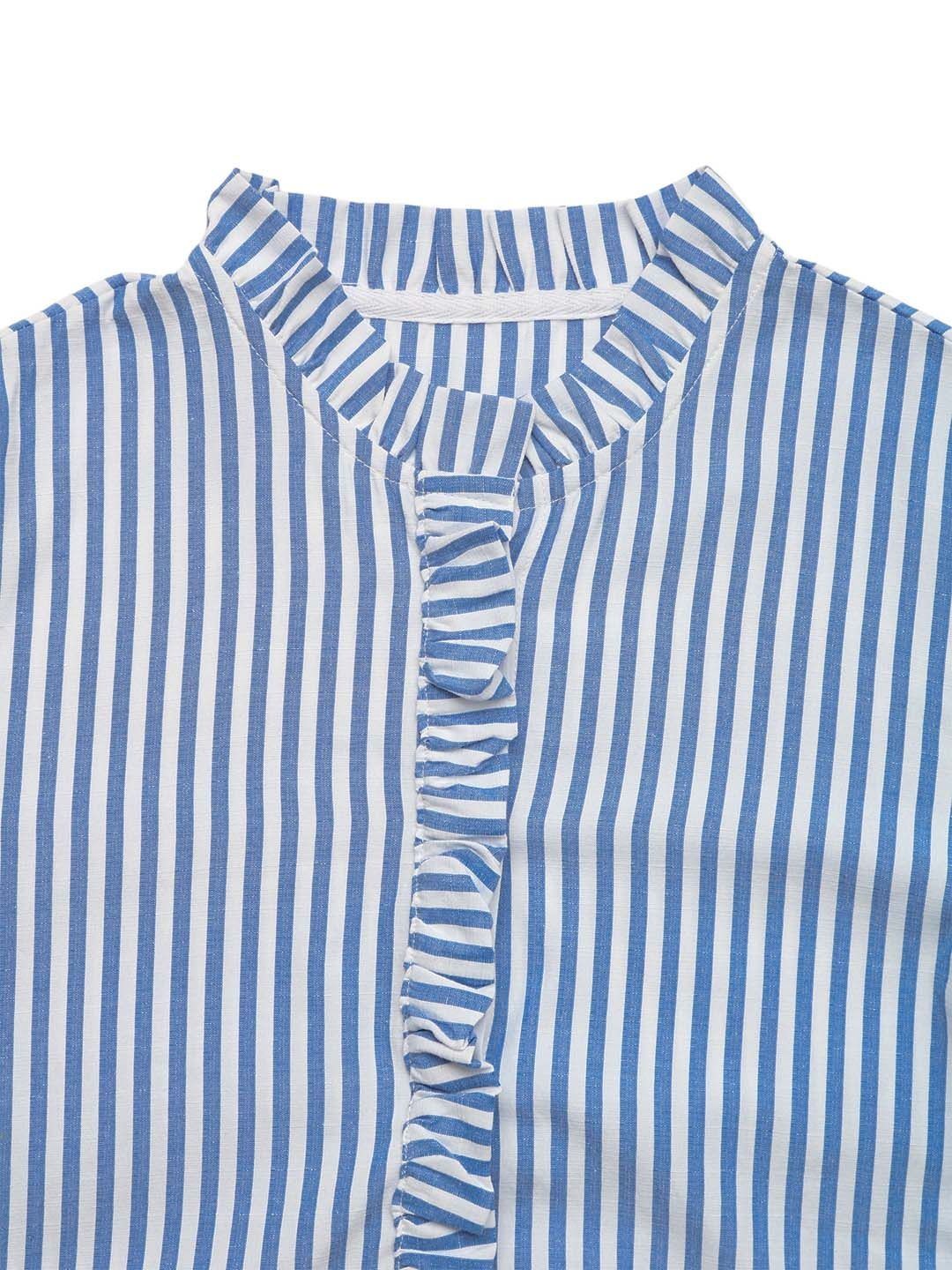 NOWI Striped Ruffled Fit & Flare Dress