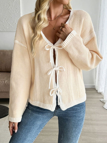 Women's Beige Nowi Women Ribbed Cardigan