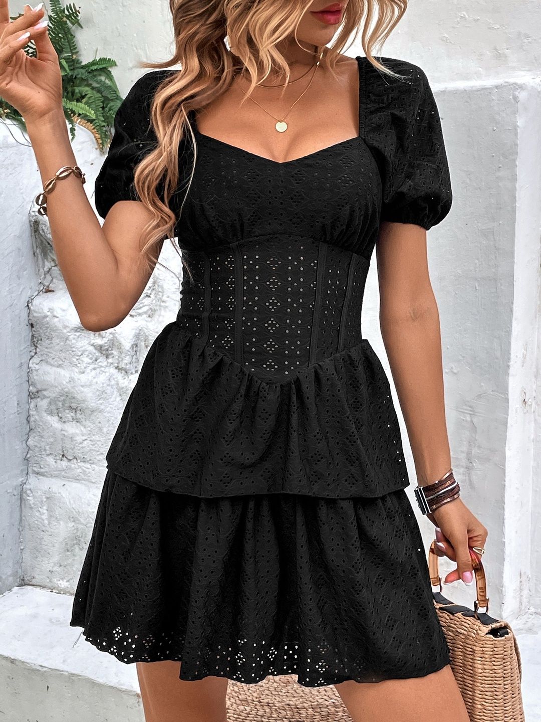 Puff Sleeve Fit & Flare Mini Dress