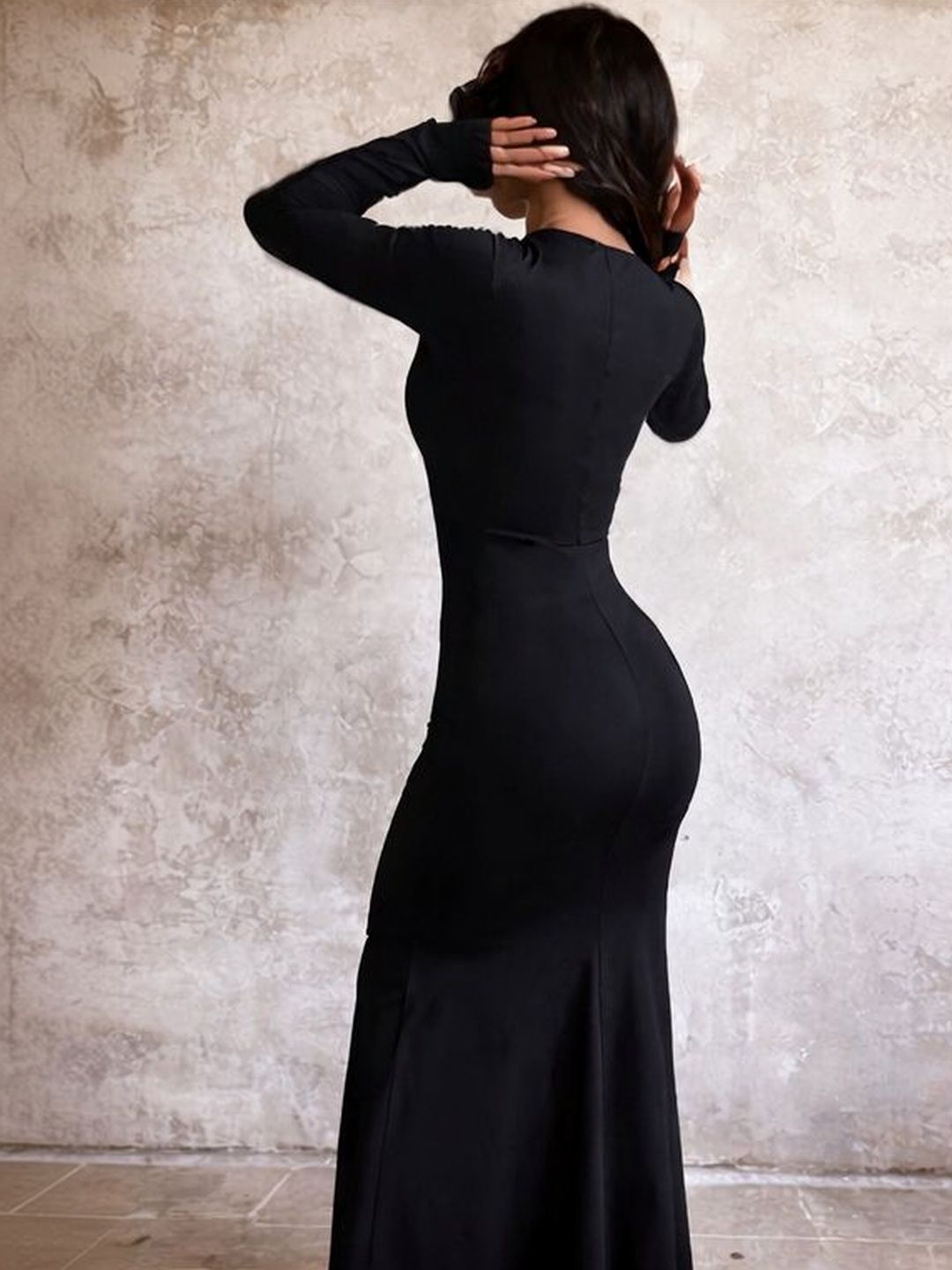 Cotton Solid Bodycon Maxi Dress