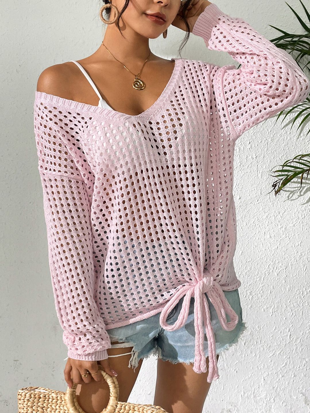 Women Pullover with Fuzzy Detail