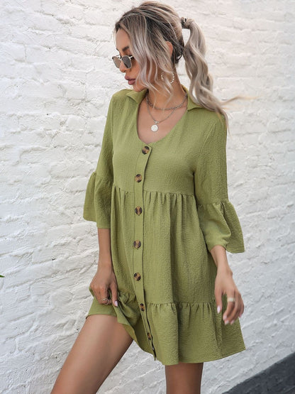 Flared Sleeve A-Line Mini Dress