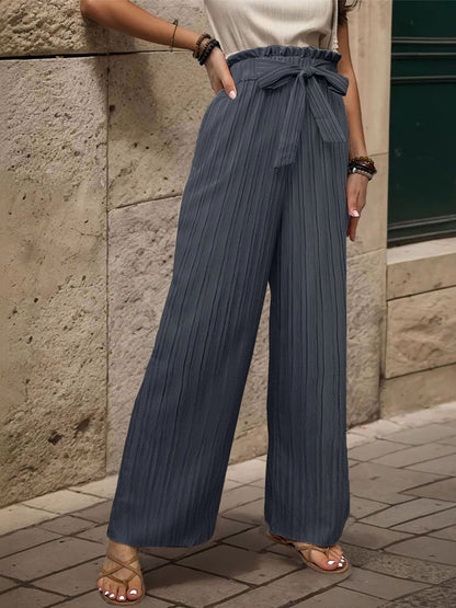 Women Textured High-Rise Non Iron Pleated Trousers