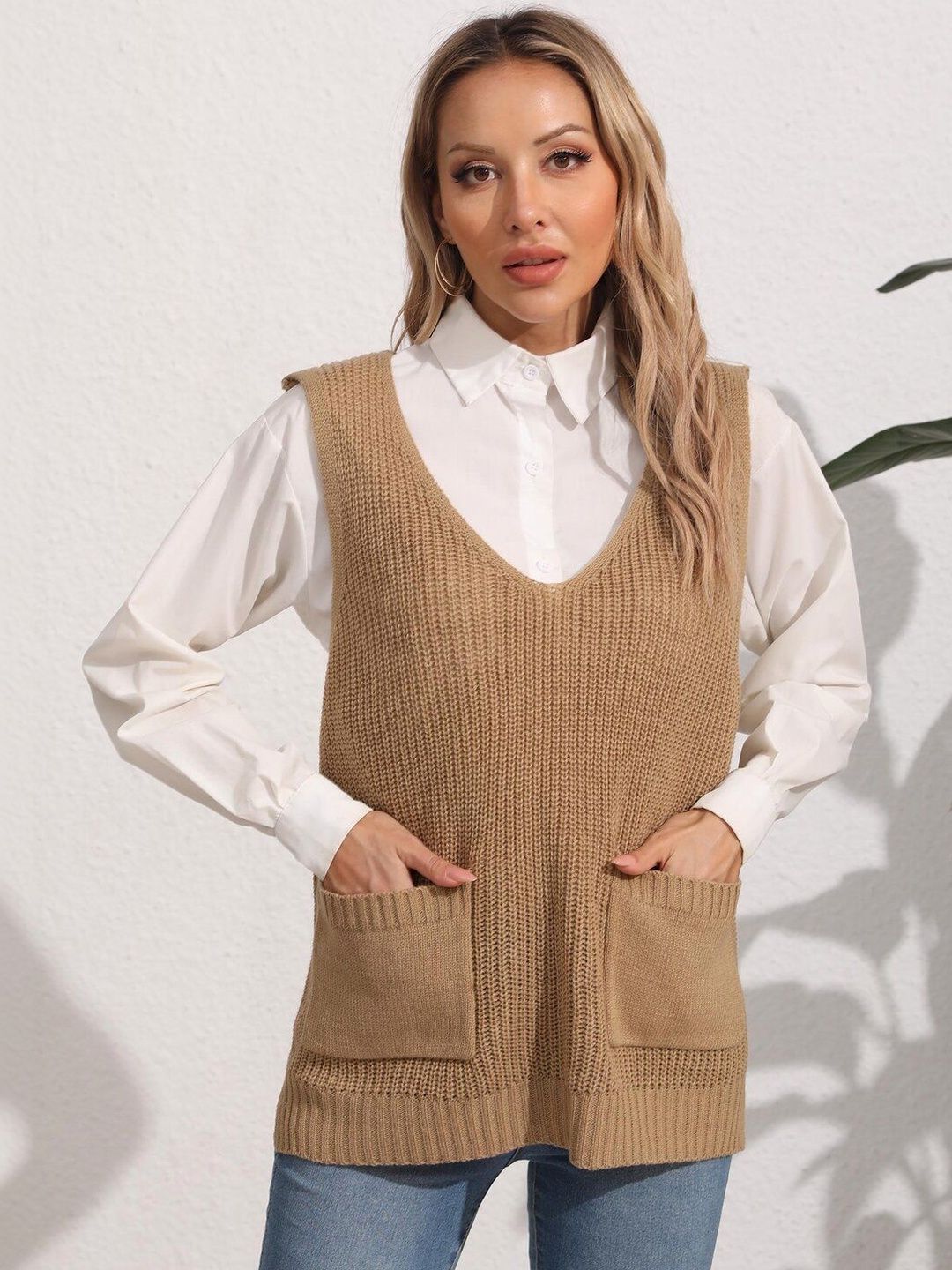 Women Ribbed Sweater Vest