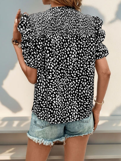 Print Puff Sleeve Cotton Top