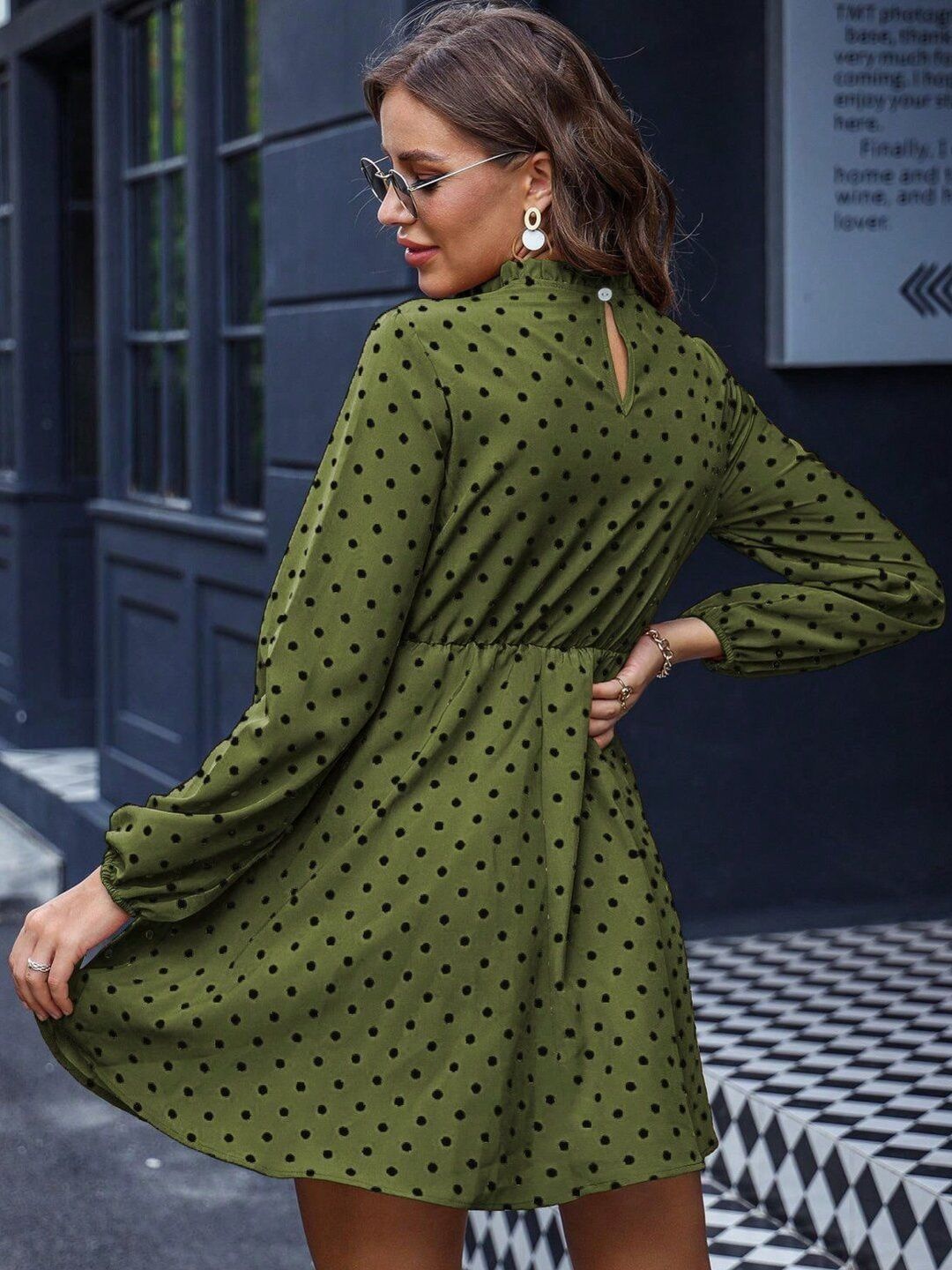 Polka Dot Print Fit & Flare Dress