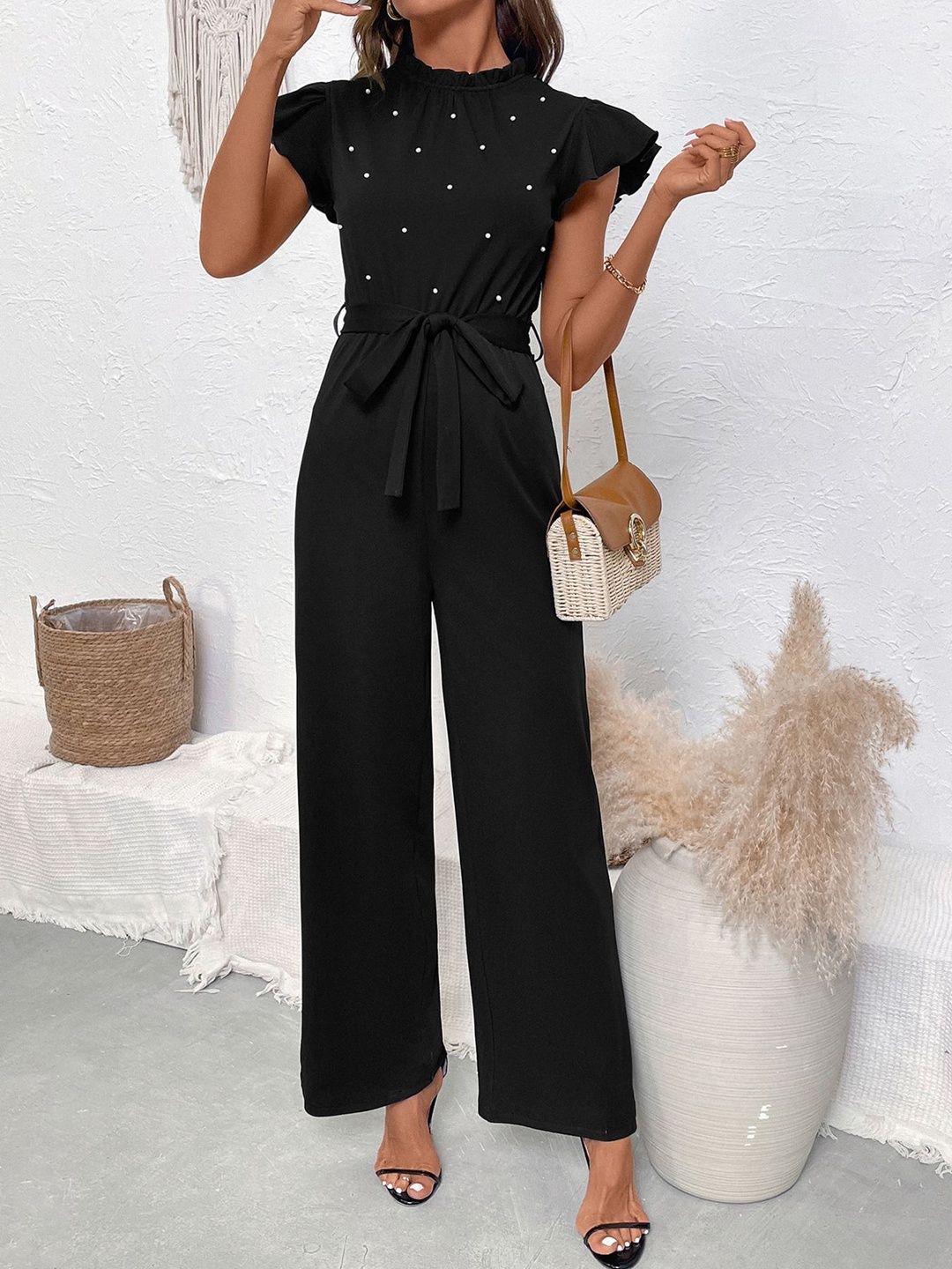 Basic Jumpsuit with Embellished