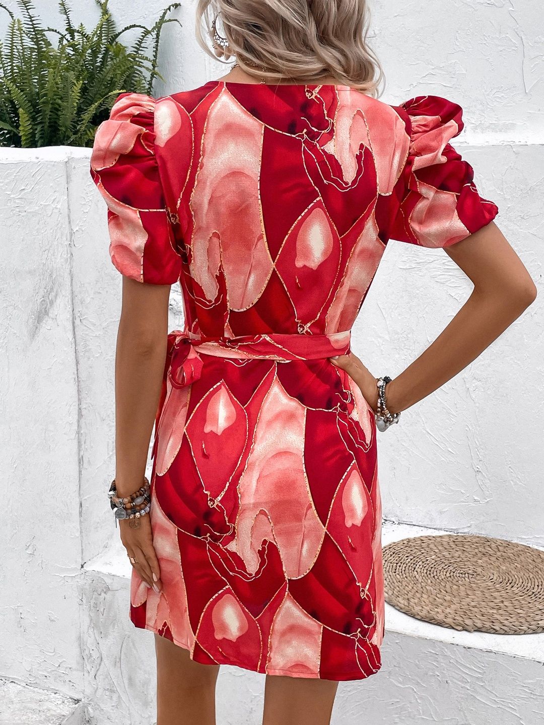 Print Puff Sleeve Dress