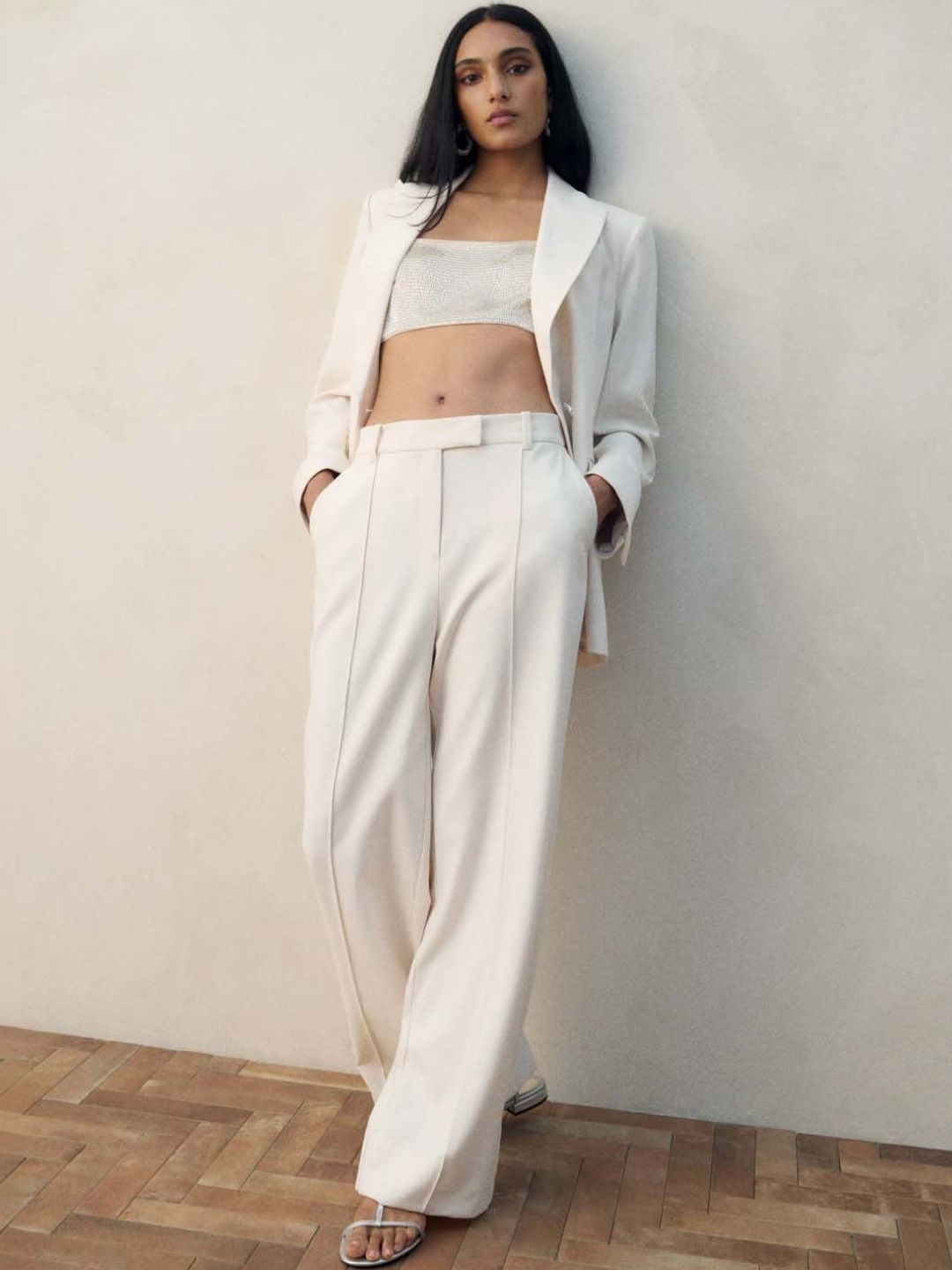 Trousers in Beige polyester - Nowi Korean Fashion
