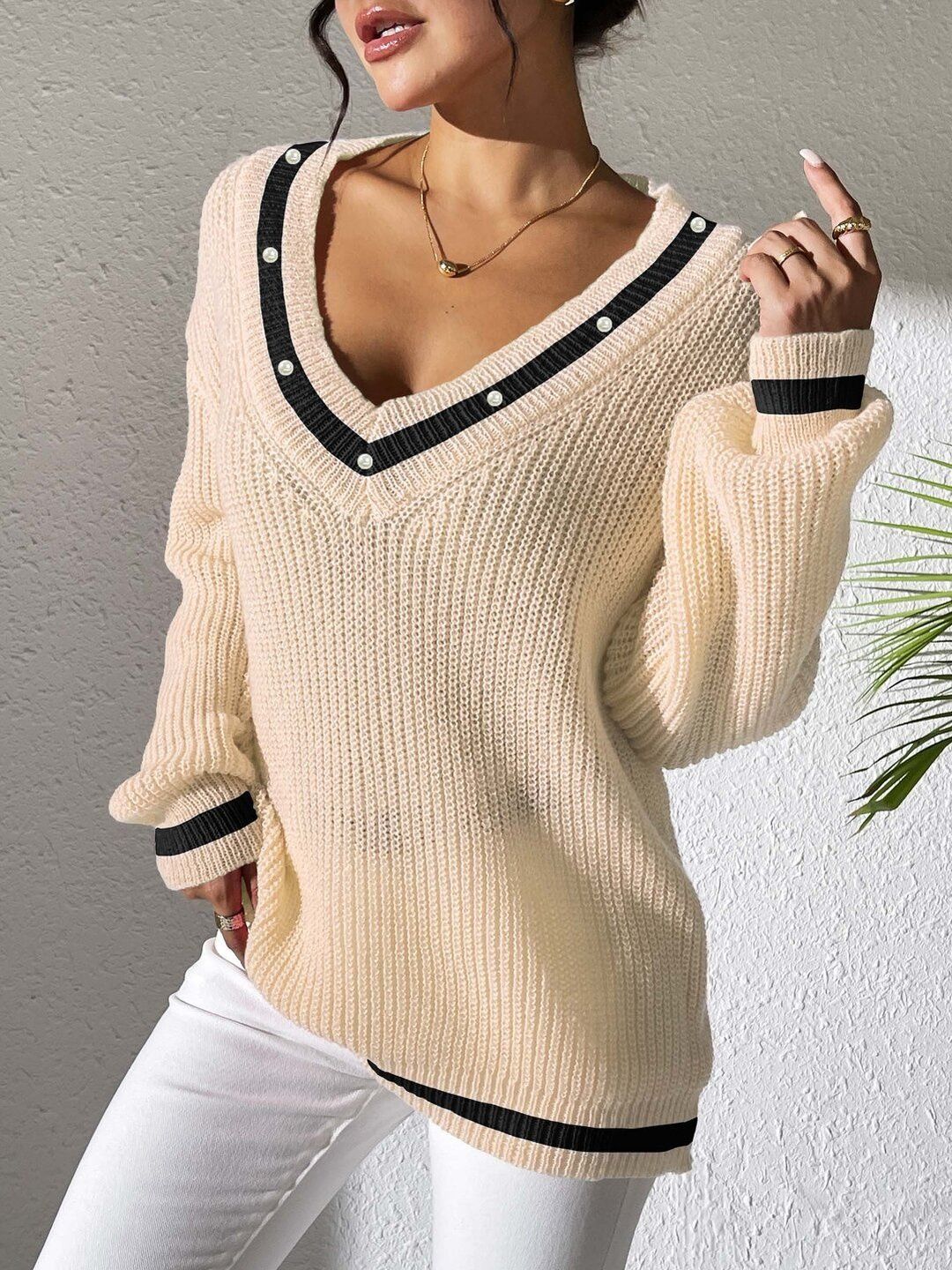 Women Colourblocked Ribbed Pullover