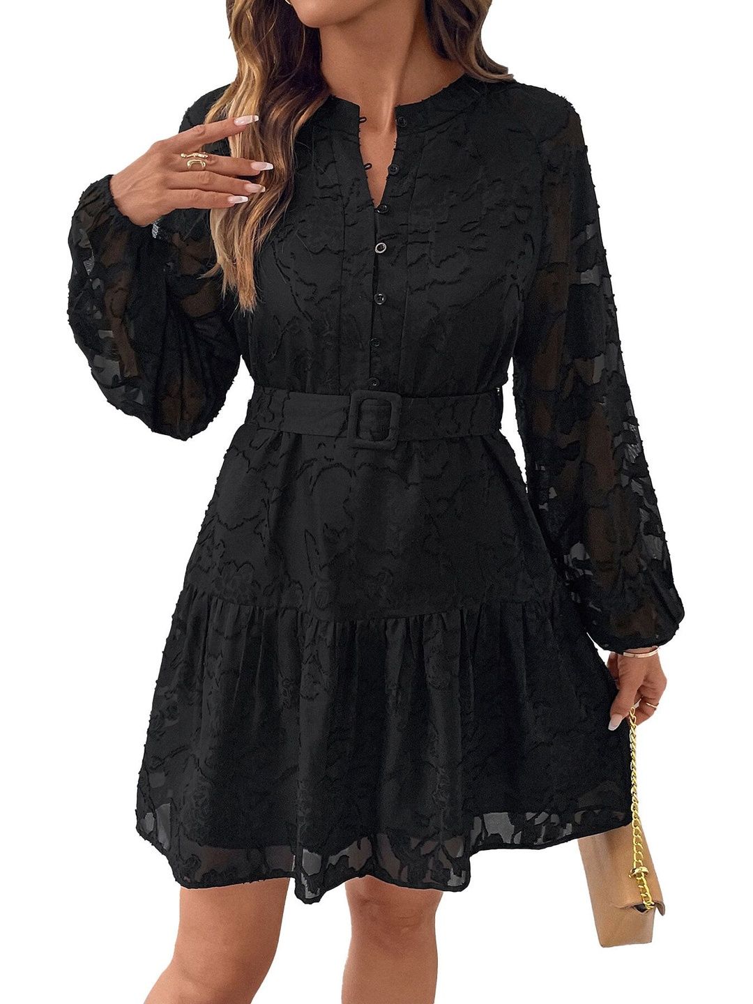 Fit & Flare Dress in Black Style 671 - Nowi Korean Fashion