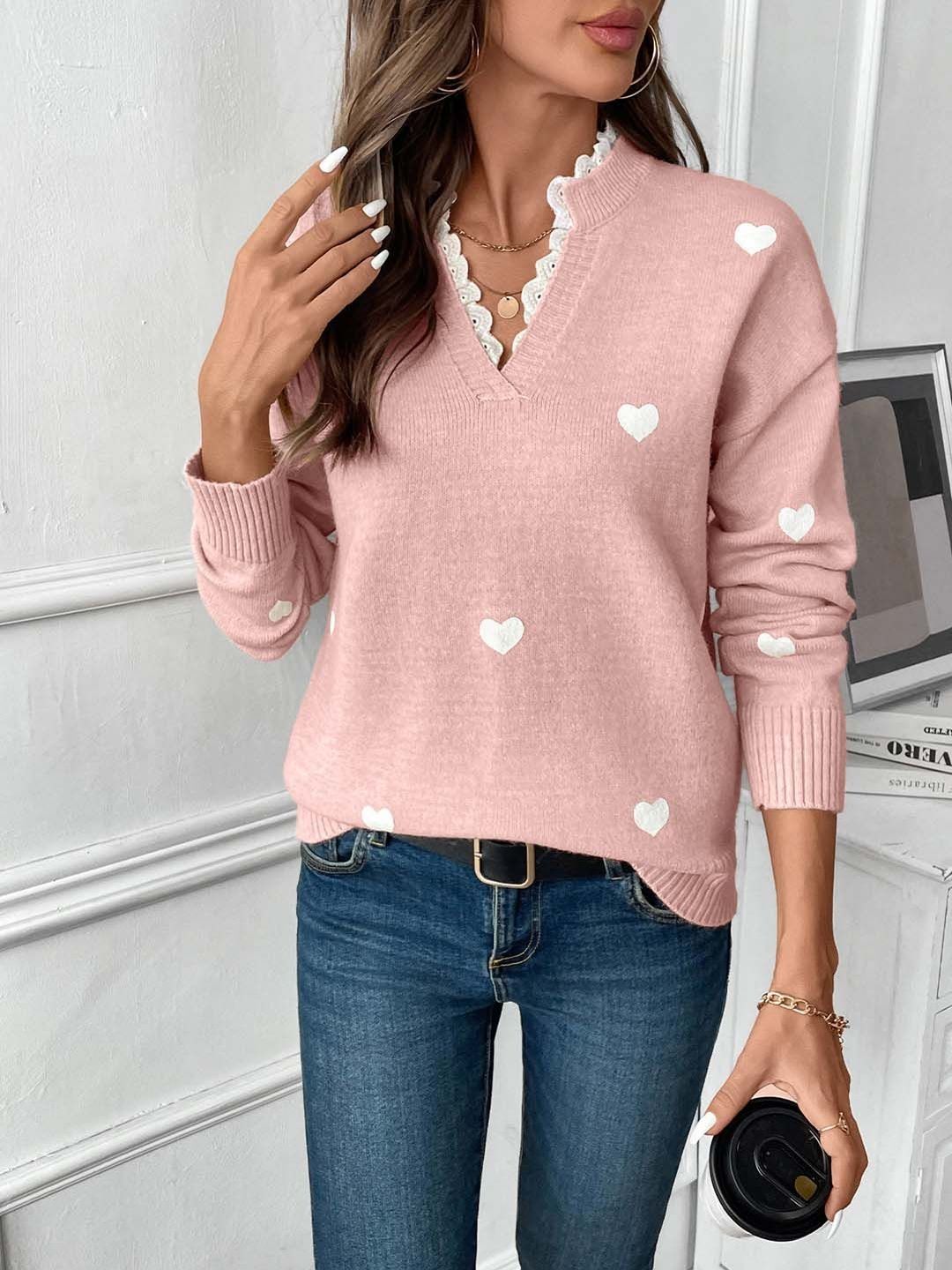 NOWI Printed V-Neck Pullover