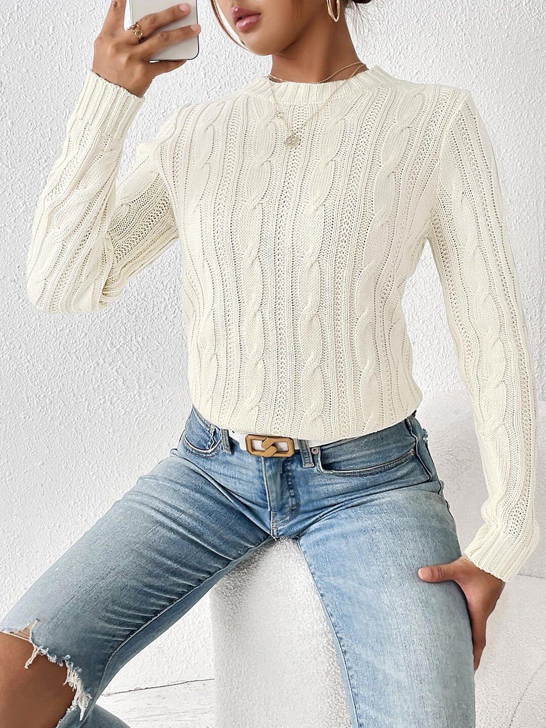 Women Cable Knit Pullover