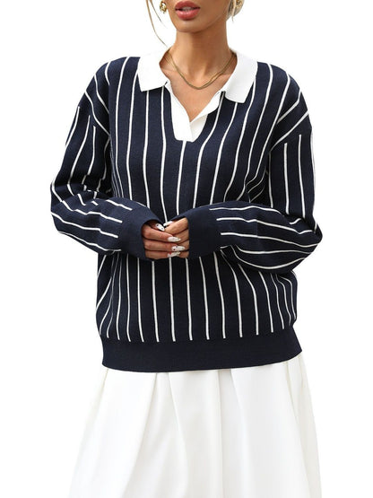 NOWI Striped Pullover Style 618 - Nowi Korean Fashion