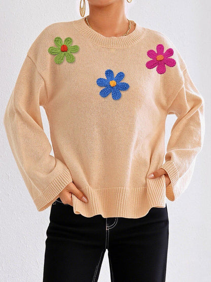Women Colourblocked Pullover with Applique Detail