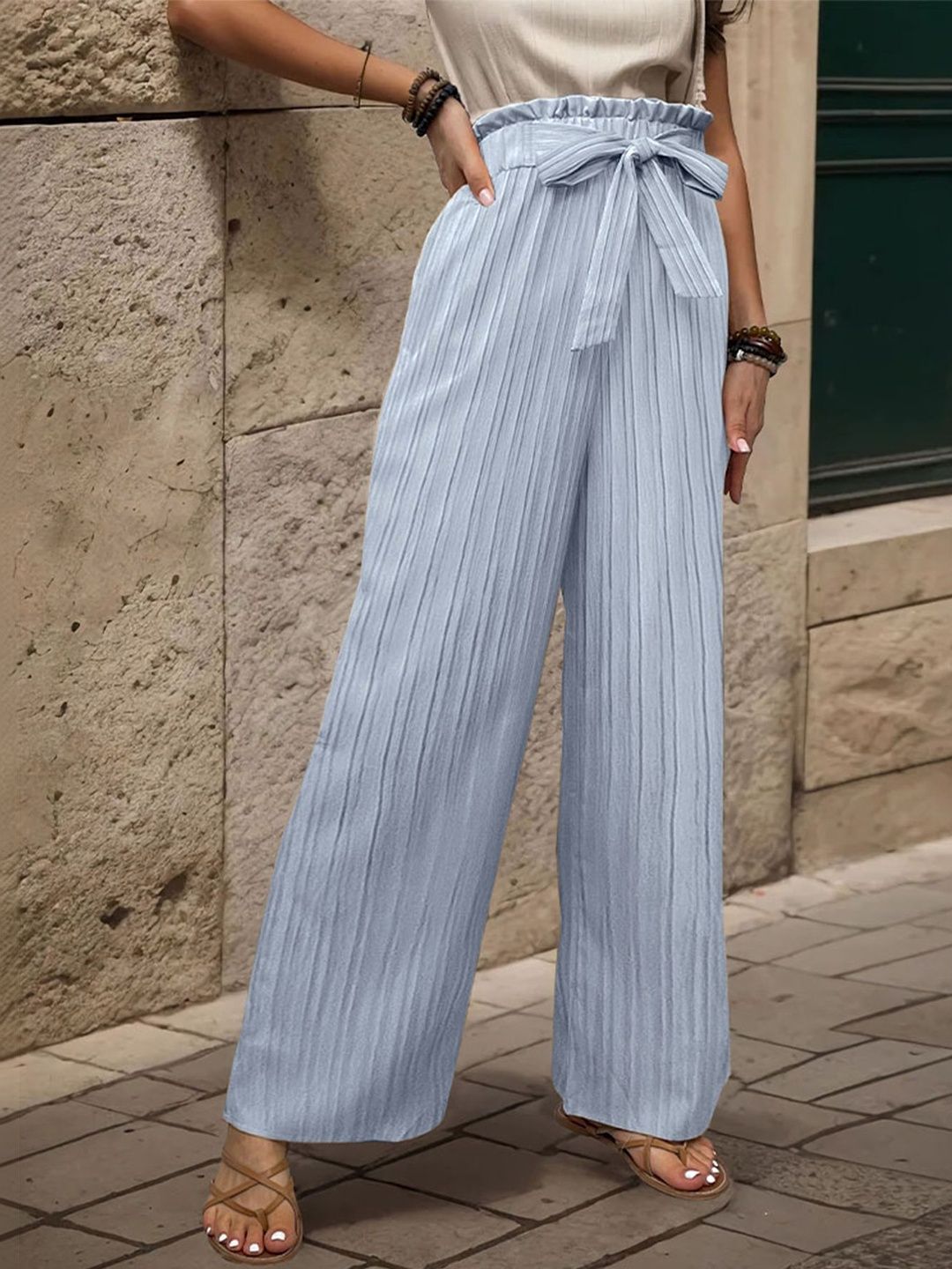 Women Textured High-Rise Non Iron Trousers