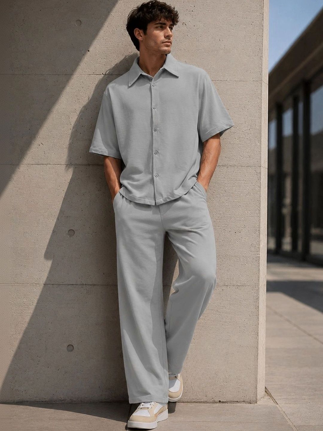 Solid Shirt with Trousers