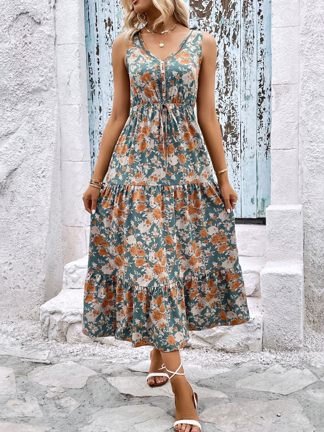 Floral Print Fit & Flare Midi Dress