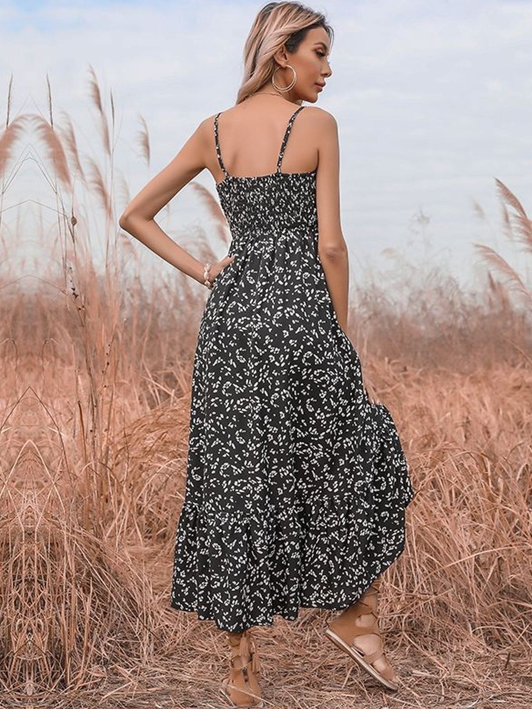 Floral Print A-Line Midi Dress
