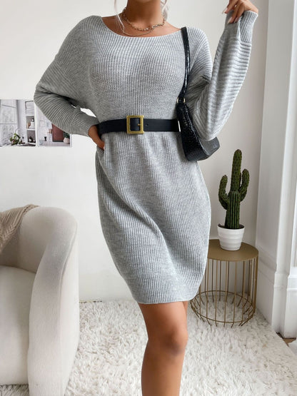 Ribbed Pullover in Grey - Nowi Korean Fashion