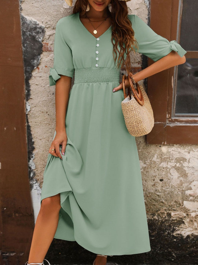 Fit & Flare Maxi Dress - Nowi Korean Fashion
