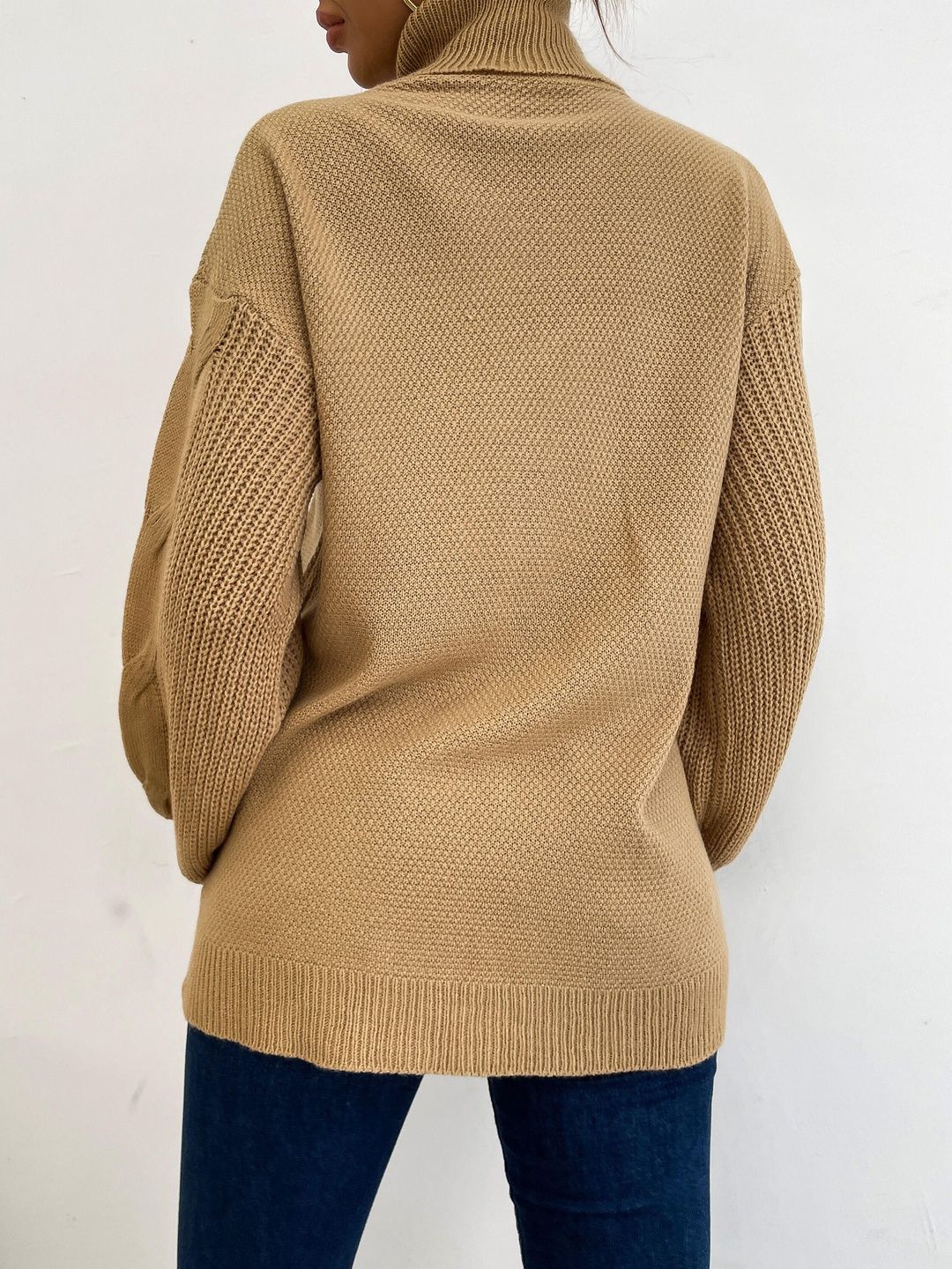 Women's Orange Nowi Women Cable Knit Pullover Printed