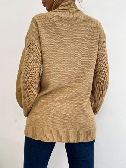 Women's Orange Nowi Women Cable Knit Pullover Printed