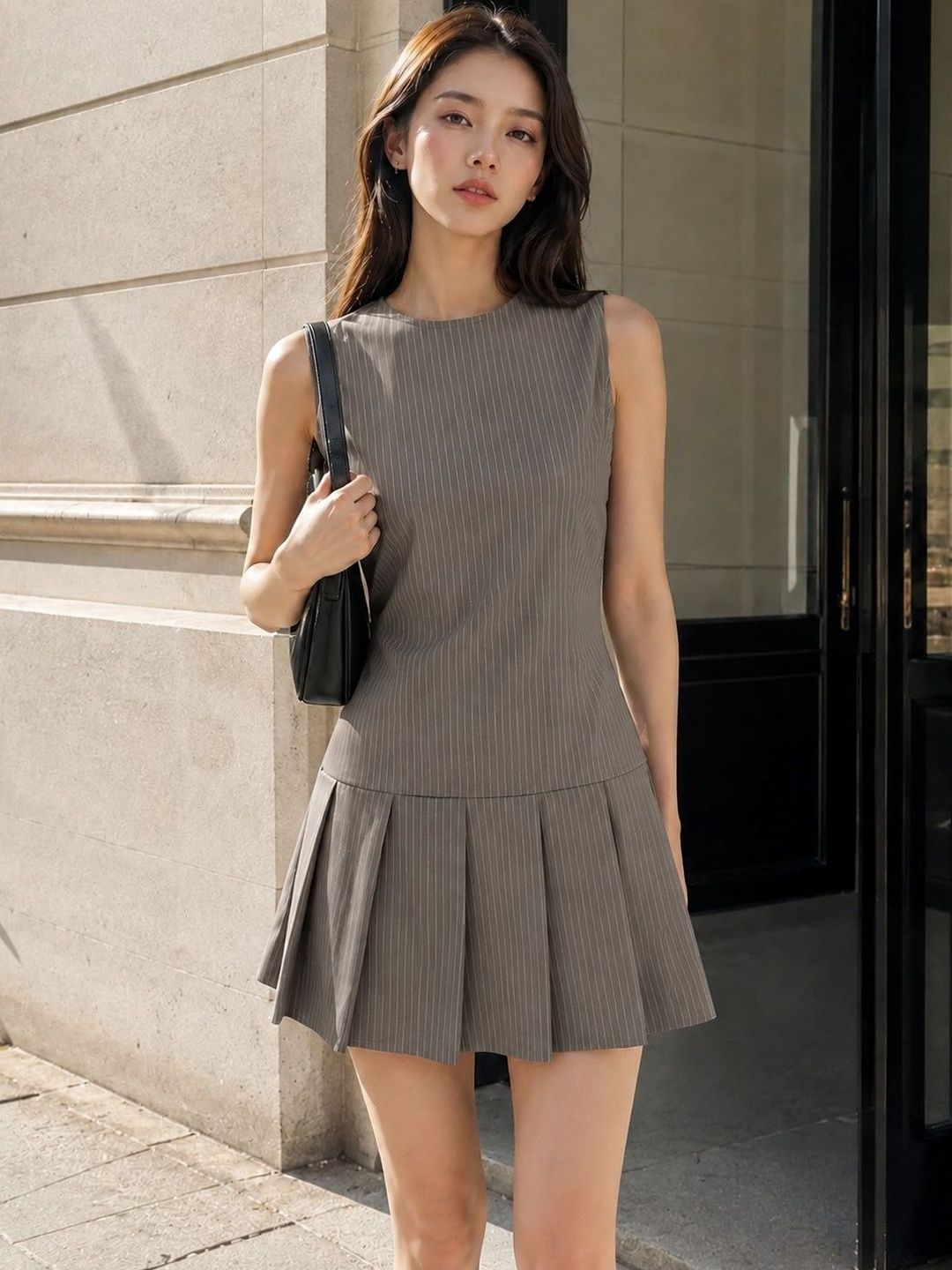 Striped A-Line Mini Dress