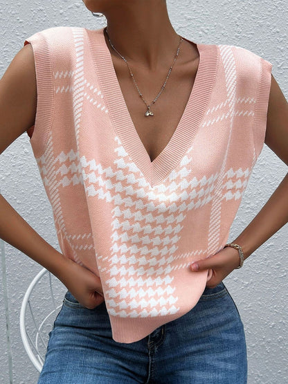 Women's Nowi Women Checked Printed Sweater Vest