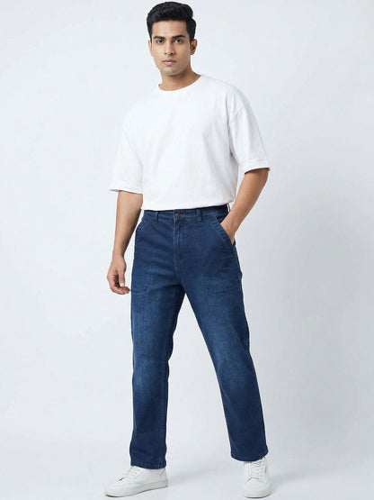 Men Straight Fit Low-Rise Light Fade Stretchable Jeans