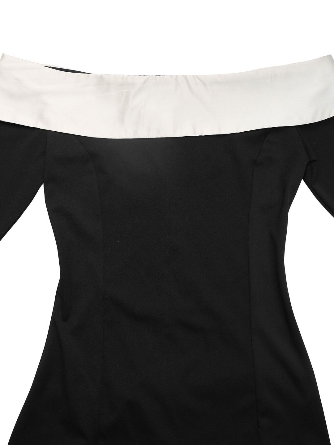 Women's Black Colourblocked Off-Shoulder Sheath Maxi Dress