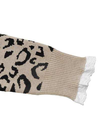 Women's Beige Animal Printed Pullover Blend Regular Fit