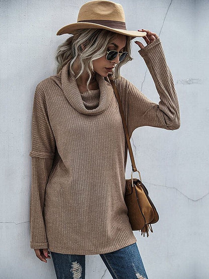 Women's Beige Nowi Women Ribbed Pullover Blend Printed