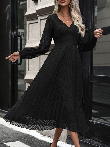Women's Black Fit & Flare Midi Dress Blend Printed