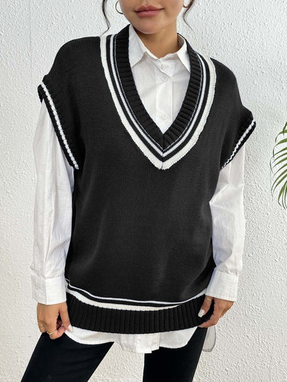 Women Striped Sweater Vest
