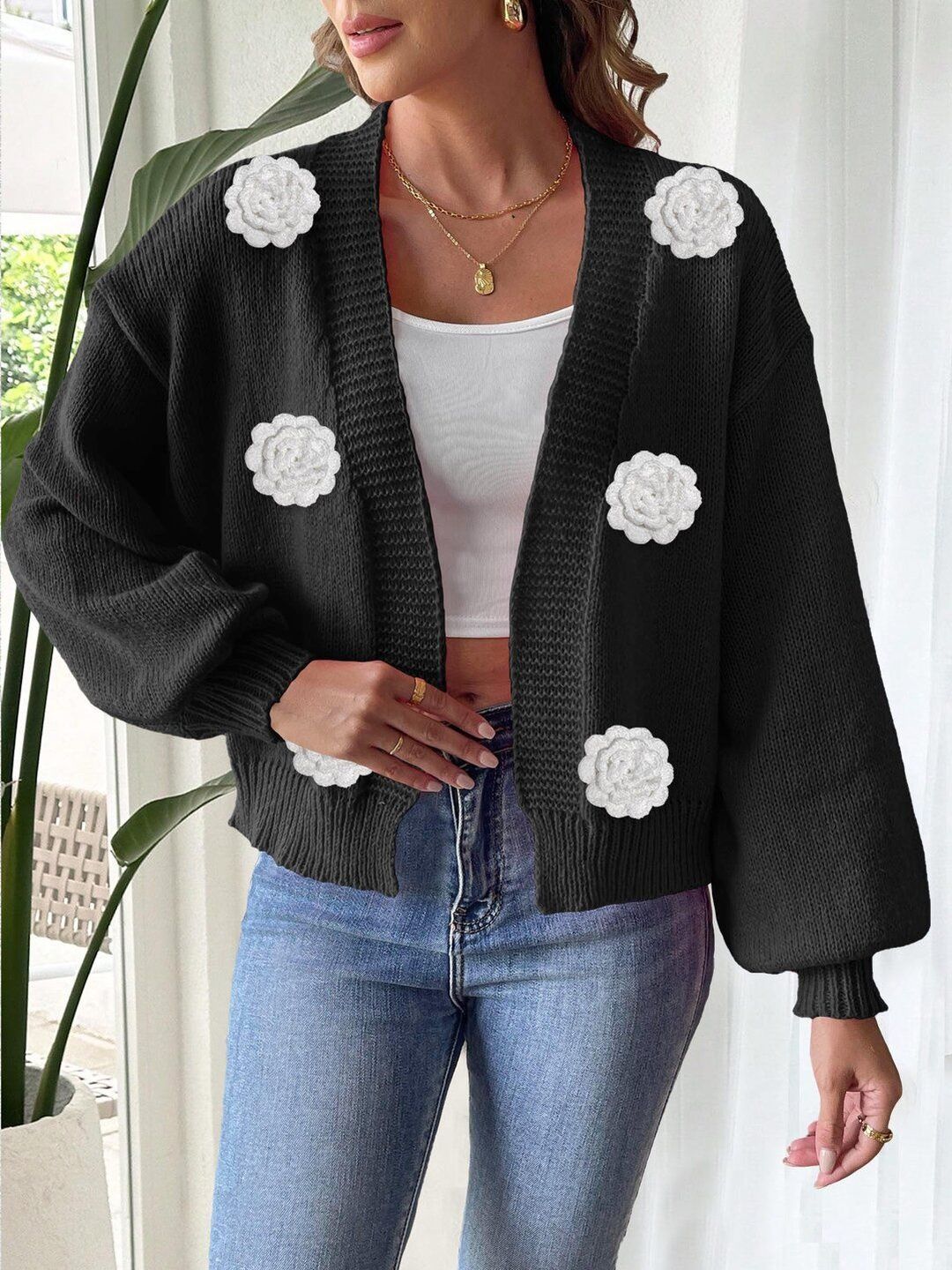 Women Cardigan with Applique Detail