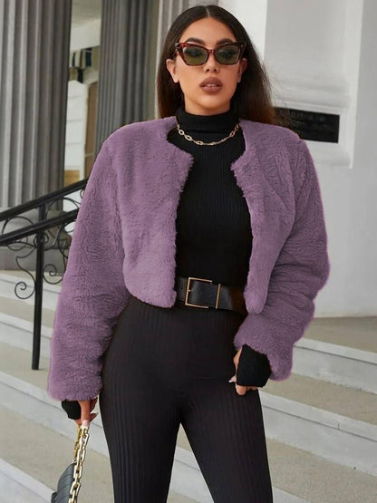 Women Woollen Open Front Jacket