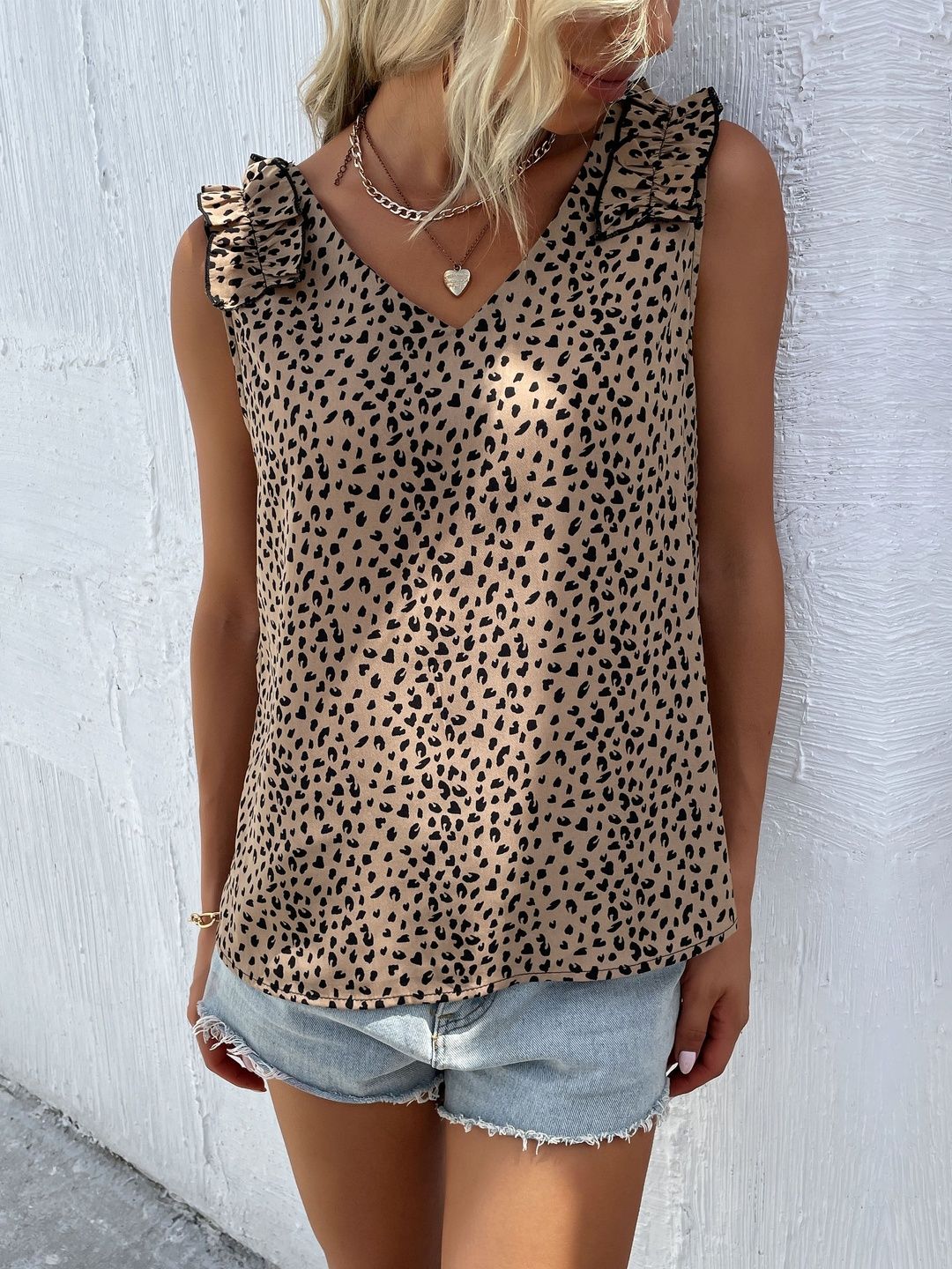 Animal Print Ruffles Top