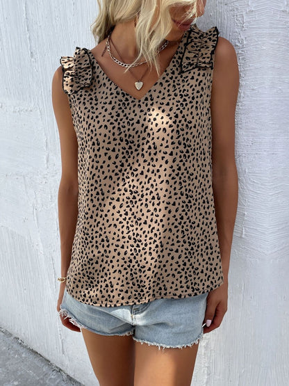 Animal Print Ruffles Top