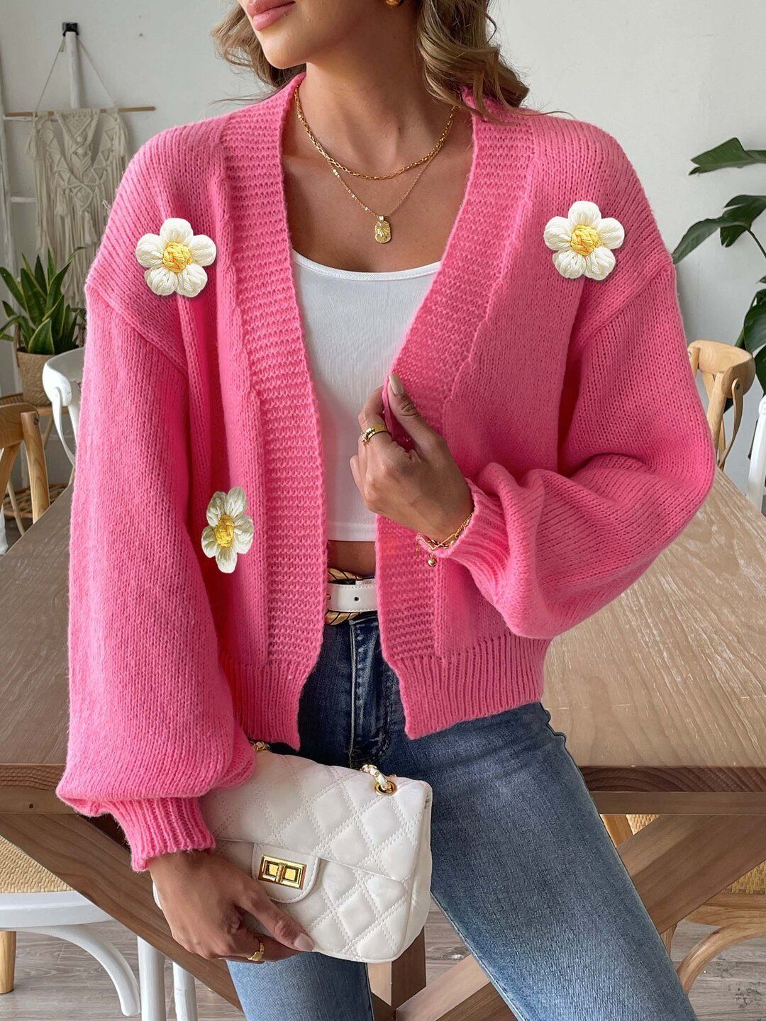 Women Cardigan with Applique Detail