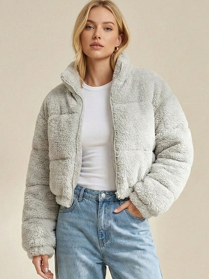 NOWI Women Woollen Crop Open Front Jacket